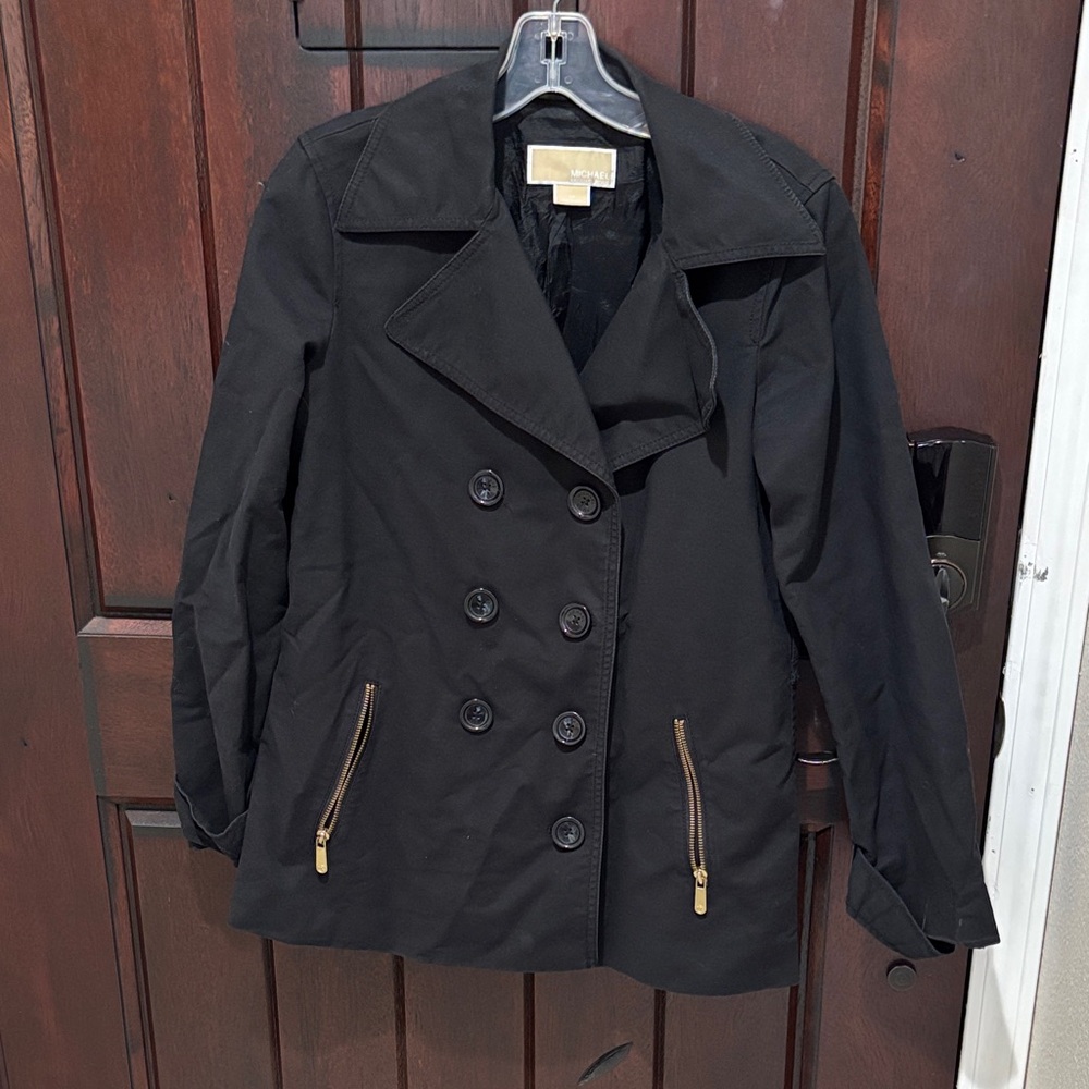 Michael Kors Black Double-Breasted Pea Coat S
